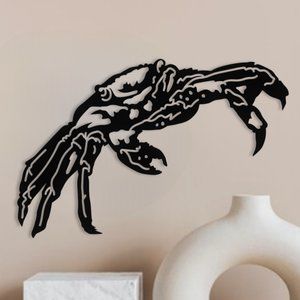 Metal Wall Hanging Crab Decor, 16" x 16", BLK